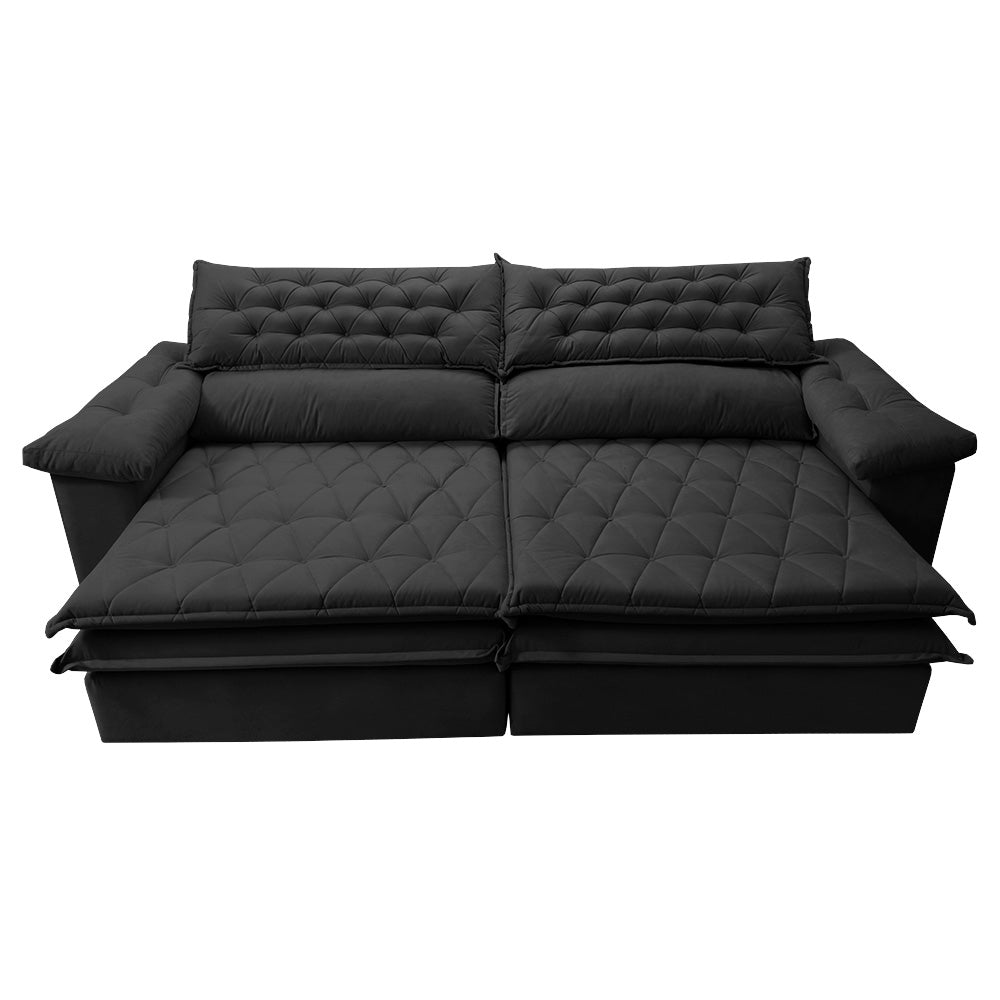 Sofá Retrátil e Reclinável 2,12m Molas Ensacadas Cama inBox Alemanha com Espuma Viscoelástico Velusoft