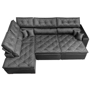 Sofá de Canto Retrátil e Reclinável Direito 3,40x2,36m Molas Cama inBox Espanha Velusoft