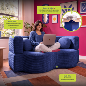 Sofá Cama Bolge Xpand Tech A Vácuo Bouclê Cama inBox