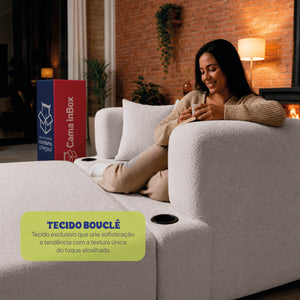 Sofá Cama Muna Xpand Tech Tecido Bouclê Cama inBox