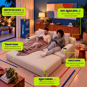 Sofá Cama Nami Xpand Tech a Vácuo Bouclê Cama inBox