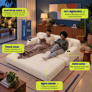 Sofá Cama Nami Xpand Tech a Vácuo Bouclê Cama inBox