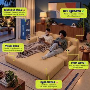 Sofá Cama Nami Xpand Tech a Vácuo Bouclê Cama inBox