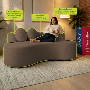 Conjunto de Sofá 3 e 2 Lugares Veda Xpand Tech Tecido bouclê Cama inBox