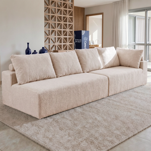 Sofá de Canto Vibe Esquerdo 2,70 x 1,70 BoostTech Bouclê Cama inBox