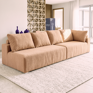 Sofá de Canto Vibe Esquerdo 2,70 x 1,70 BoostTech Bouclê Cama inBox