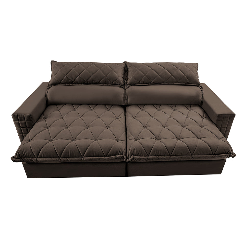 Sofá Retrátil e Reclinável 2,15m Molas Ensacadas Cama inBox Elegance com ThermoGel Velusoft