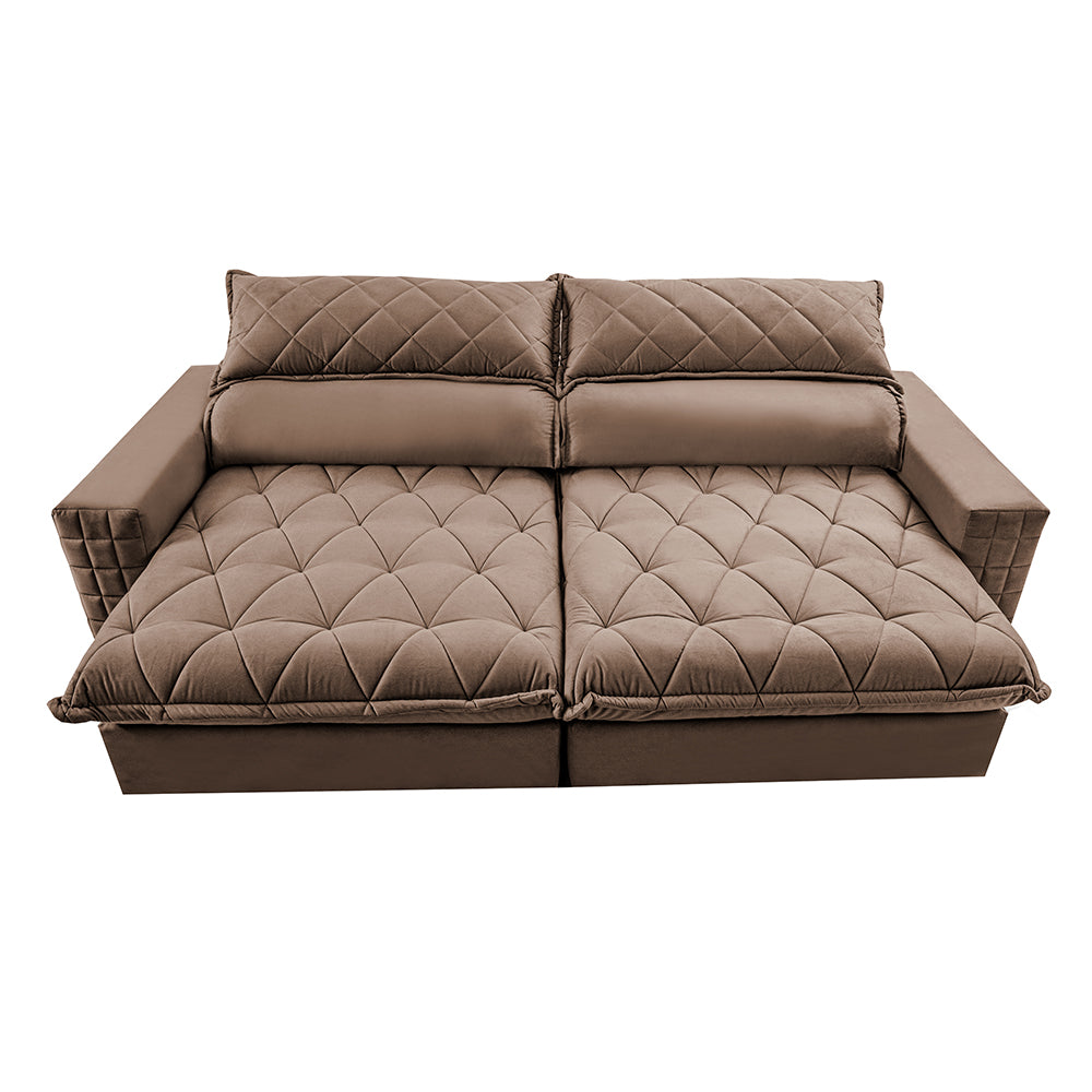 Sofá Retrátil e Reclinável 2,15m Molas Ensacadas Cama inBox Elegance com ThermoGel Velusoft