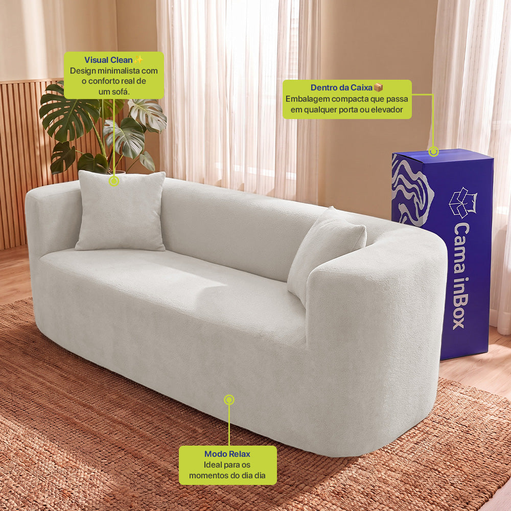 Sofá Solace Xpand Tech a Vácuo Bouclê Cama inBox