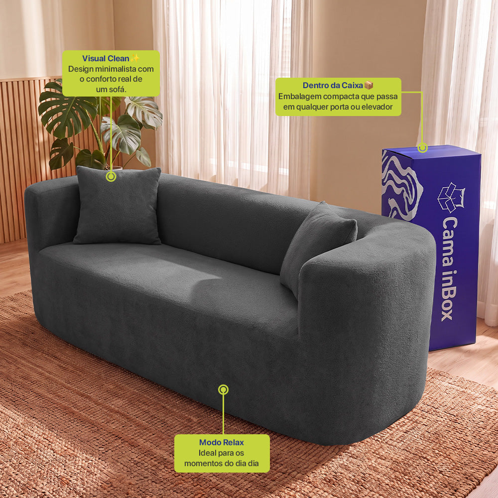 Sofá Solace Xpand Tech a Vácuo Bouclê Cama inBox