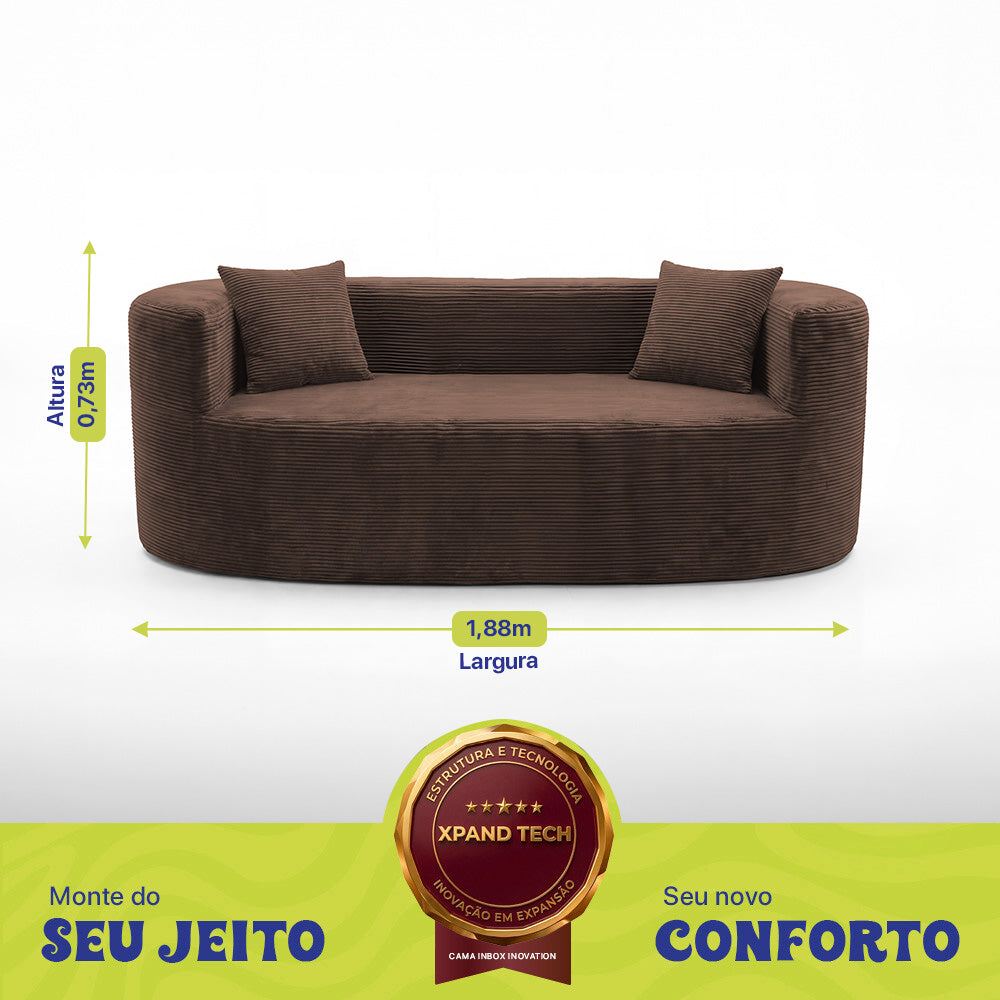 Sofá Solace Xpand Tech a Vácuo Velourê Cama inBox