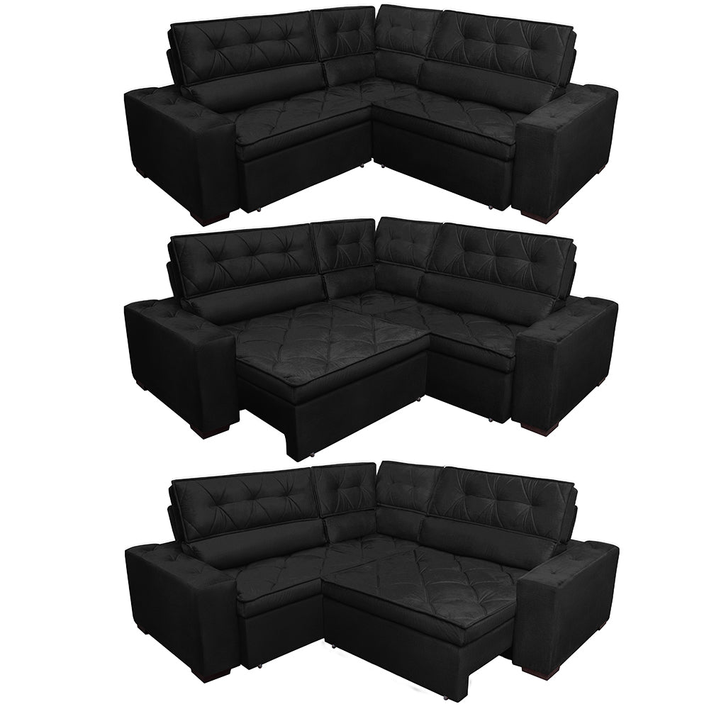 0 - Sofá de Canto Retrátil, Reclinável, Molas Cama inBox Austin 2