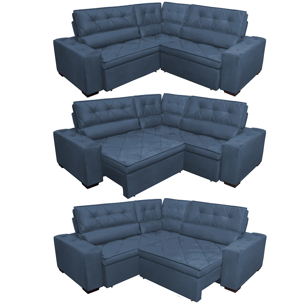 0 - Sofa de Canto Retrátil e Reclinável com Molas Cama inBox Aust