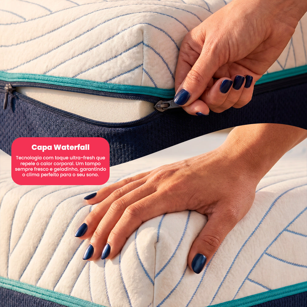 Colchão de Molas Ensacadas a Vácuo Boost Tech Memory Fresh Waterfall Cama inBox