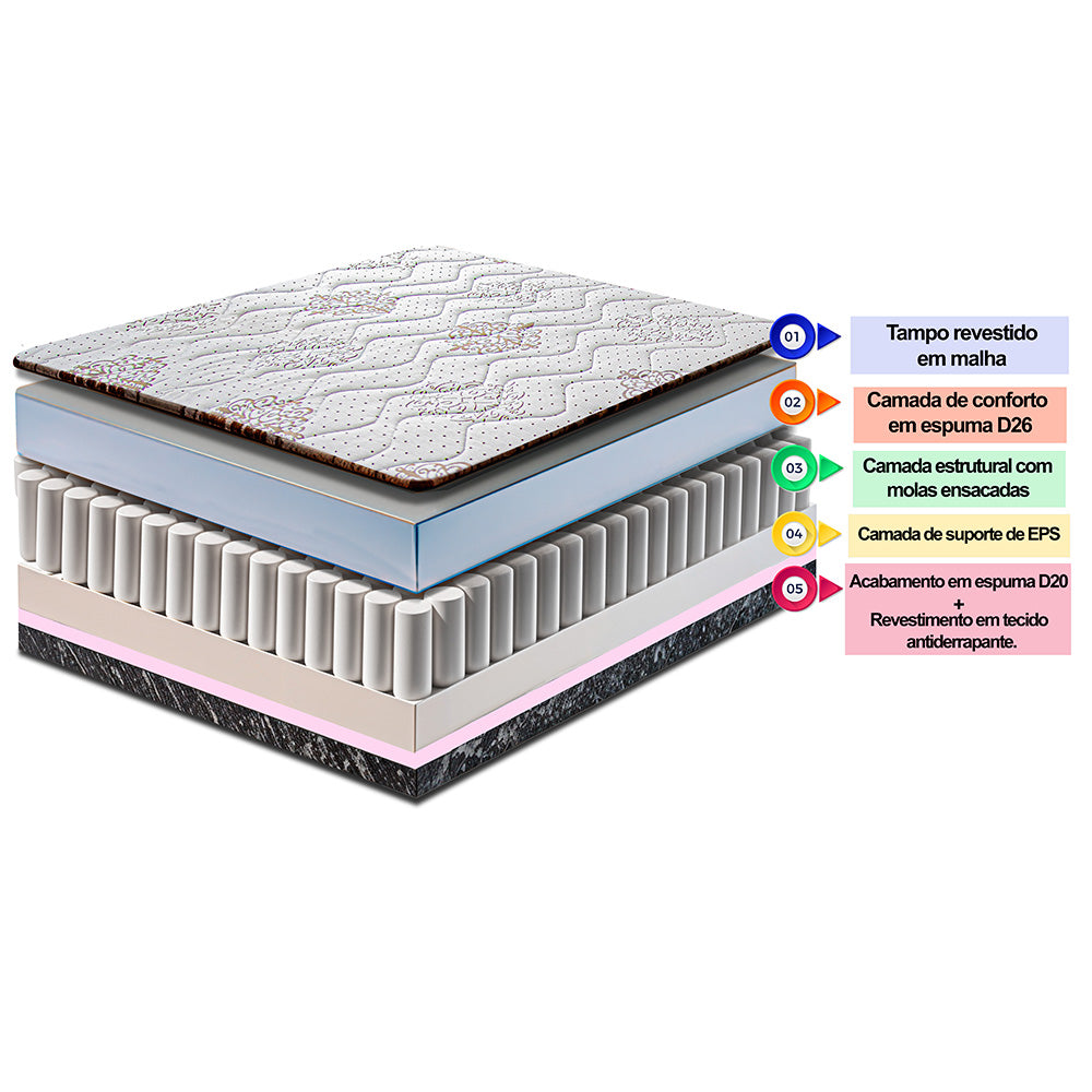 Cama Box Livity com Molas Ensacadas Bege Cama inBox