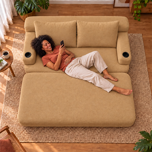Sofá Cama Nami Xpand Tech a Vácuo Bouclê Cama inBox