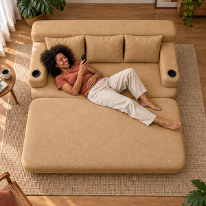 Sofá Cama Nami Xpand Tech a Vácuo Bouclê Cama inBox