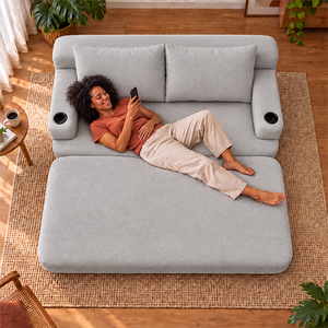 Sofá Cama Nami Xpand Tech a Vácuo Bouclê Cama inBox