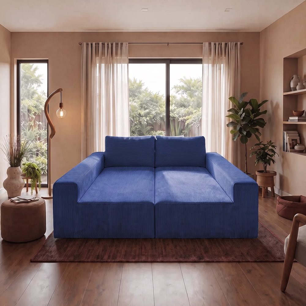 Sofá de Canto Modular Vibe Esquerdo 2,70m x 1,70m Xpand Tech Tecido Velourê Cama inBox