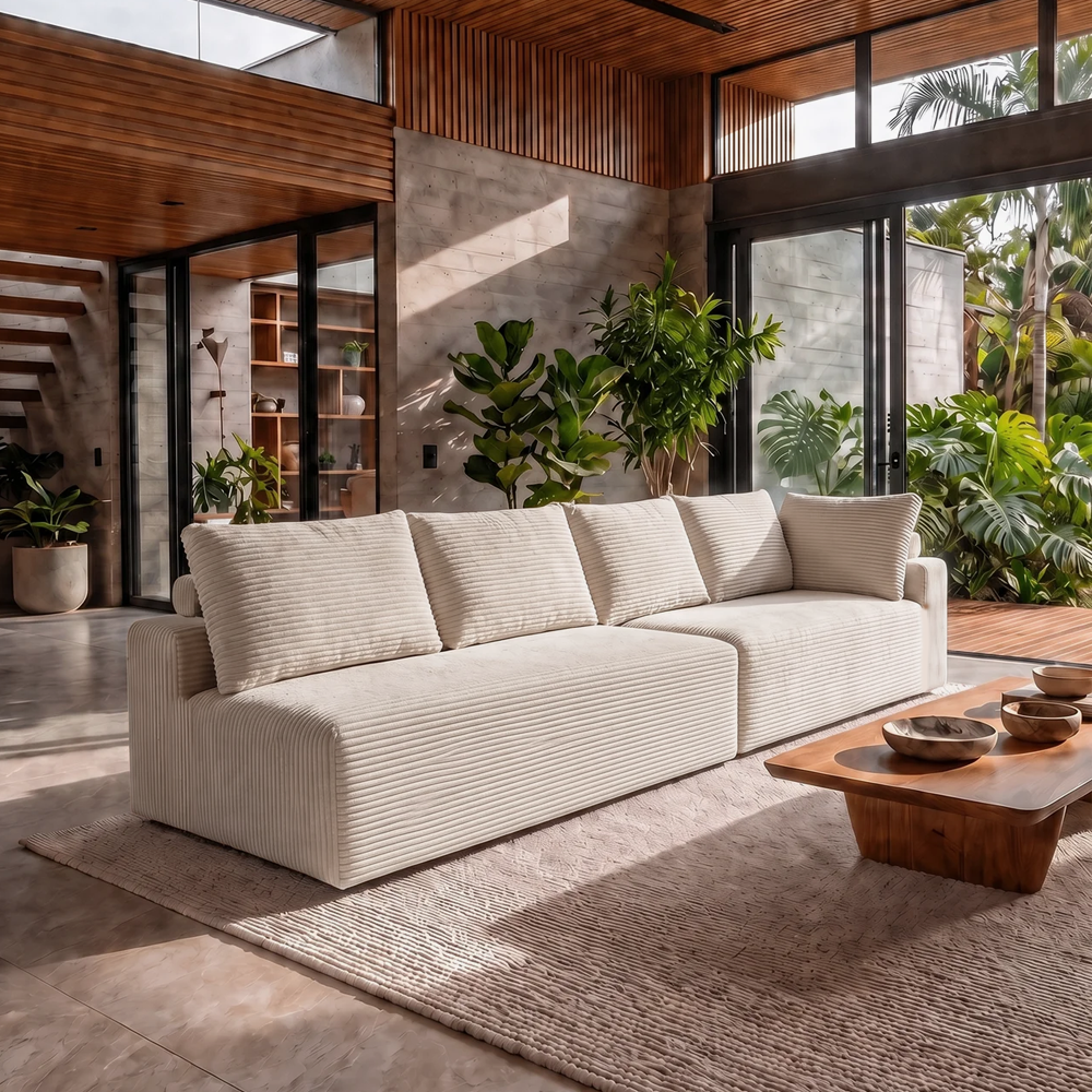 Sofá de Canto Modular Vibe Esquerdo 2,70m x 1,70m Xpand Tech Tecido Velourê Cama inBox