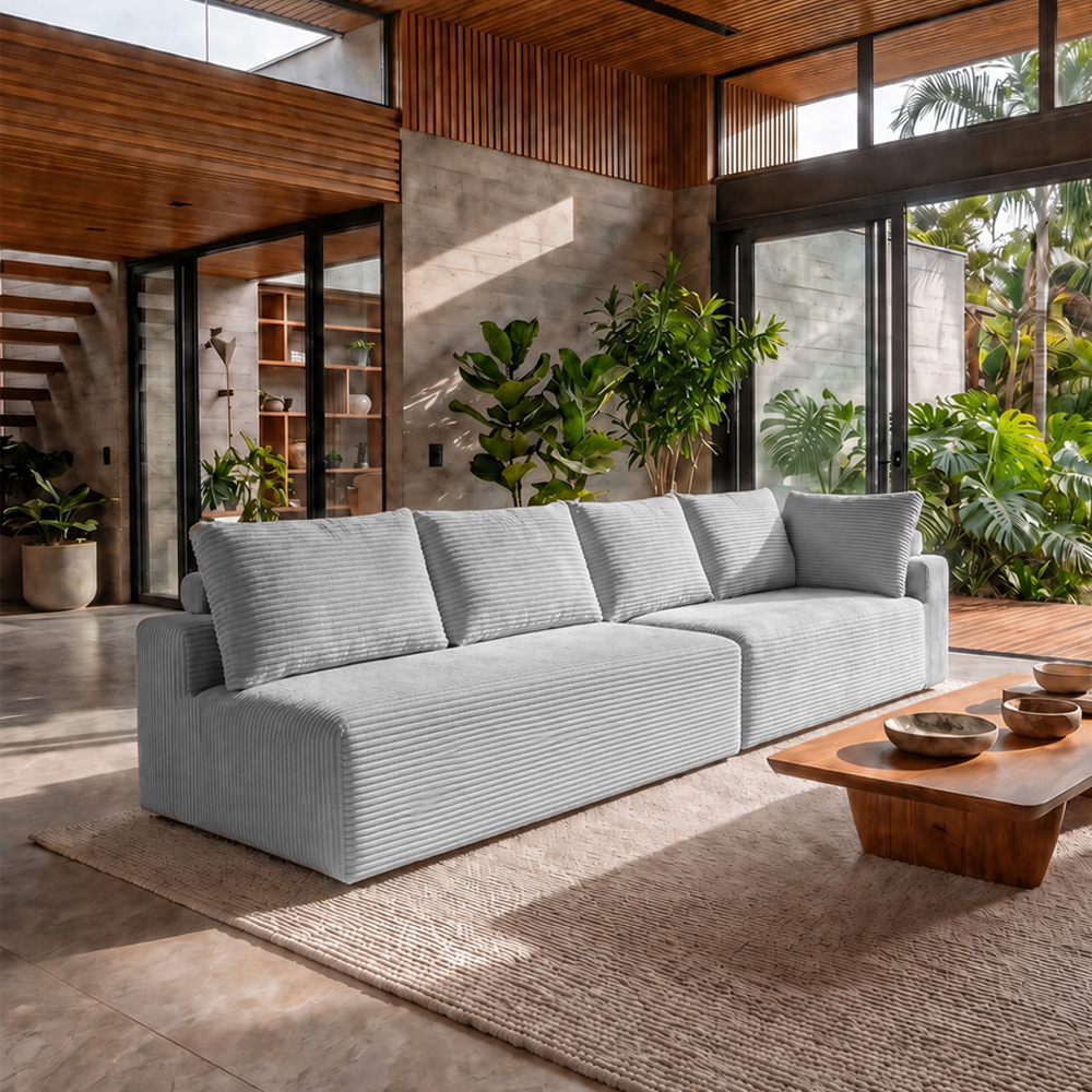 Sofá de Canto Modular Vibe Esquerdo 2,70m x 1,70m Xpand Tech Tecido Velourê Cama inBox