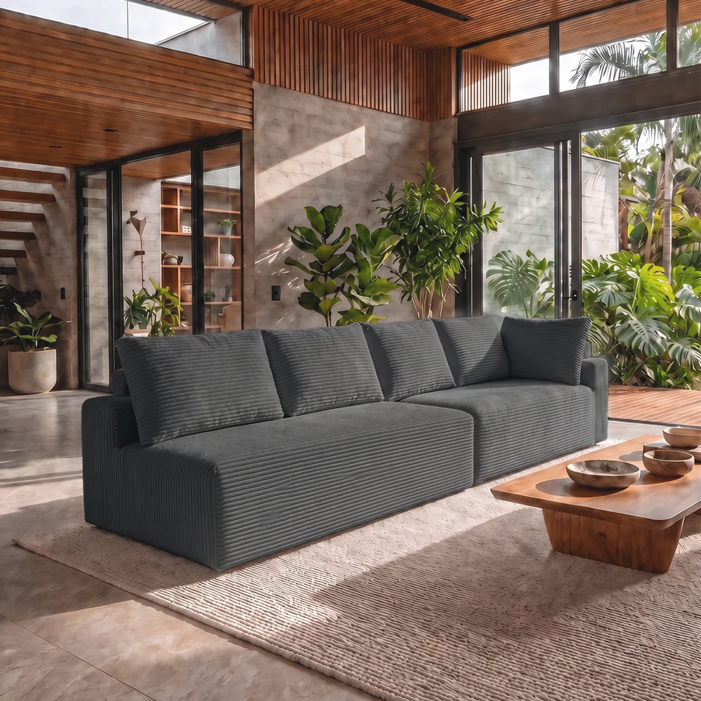 Sofá de Canto Modular Vibe Esquerdo 2,70m x 1,70m Xpand Tech Tecido Velourê Cama inBox