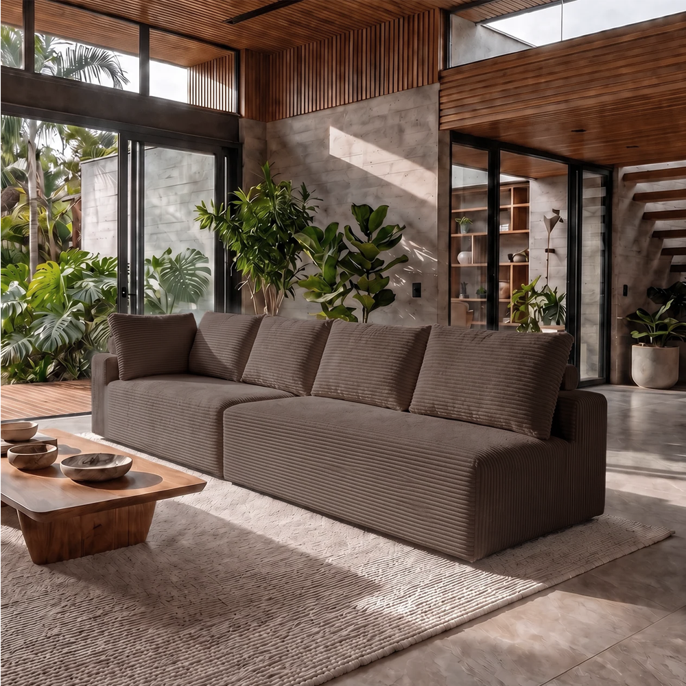 Sofá de Canto Modular Vibe Direito 2,70m x 1,70m Xpand Tech Tecido Velourê Cama inBox