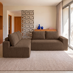 Sofá de Canto Vibe Esquerdo 2,70 x 1,70 BoostTech Bouclê Cama inBox