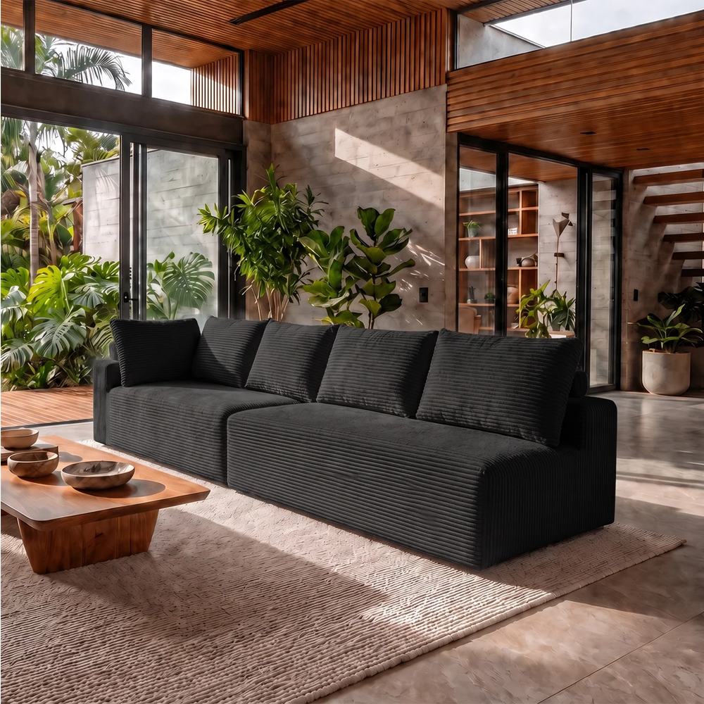 Sofá de Canto Modular Vibe Direito 2,70m x 1,70m Xpand Tech Tecido Velourê Cama inBox
