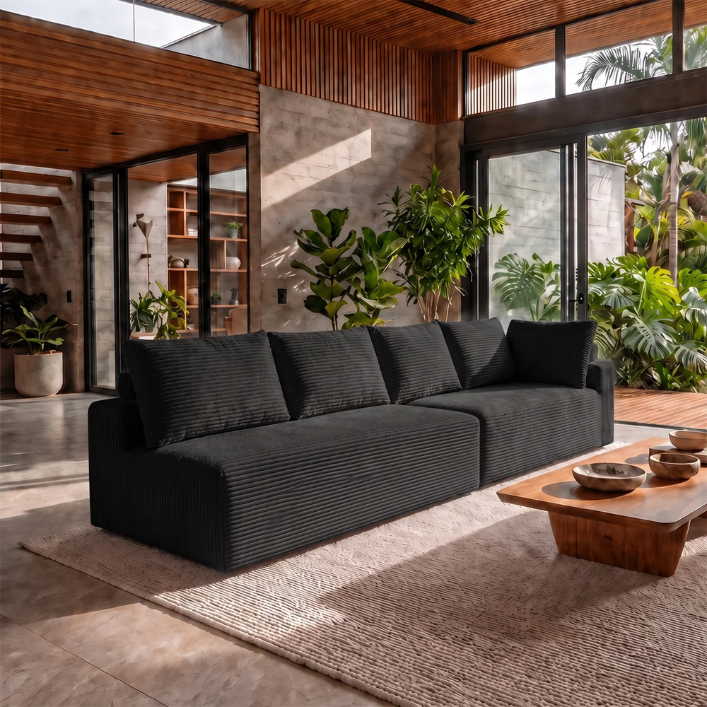 Sofá de Canto Modular Vibe Esquerdo 2,70m x 1,70m Xpand Tech Tecido Velourê Cama inBox