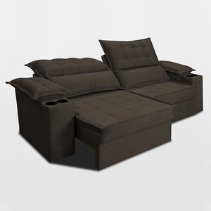 Sofá Retrátil e Reclinável 2,10m Verona com Porta Copos Velupluma Cama inBox