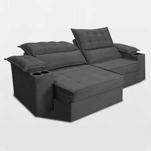 Sofá Retrátil e Reclinável 2,10m Verona com Porta Copos Velupluma Cama inBox