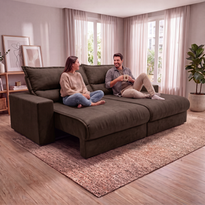 Sofá Retrátil e Reclinável Smart Clean Tecido Velusoft Cama inBox