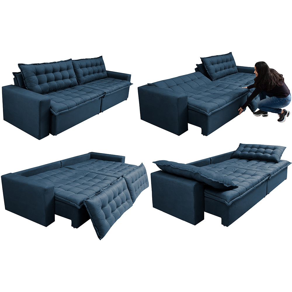 0 - Sofá Retrátil Reclinável e Cama 2,15m Cama inBox Flex Suede V