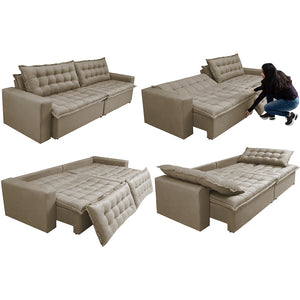 0 - Sofá Retrátil Reclinável e Cama 2,15m Cama inBox Flex Suede V