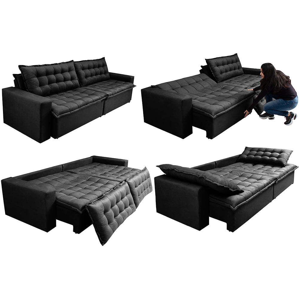 0 - Sofá Retrátil Reclinável e Cama 2,15m Cama inBox Flex Suede V