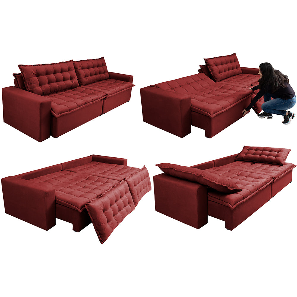 0 - Sofá Retrátil Reclinável e Cama 2,15m Cama inBox Flex Suede V