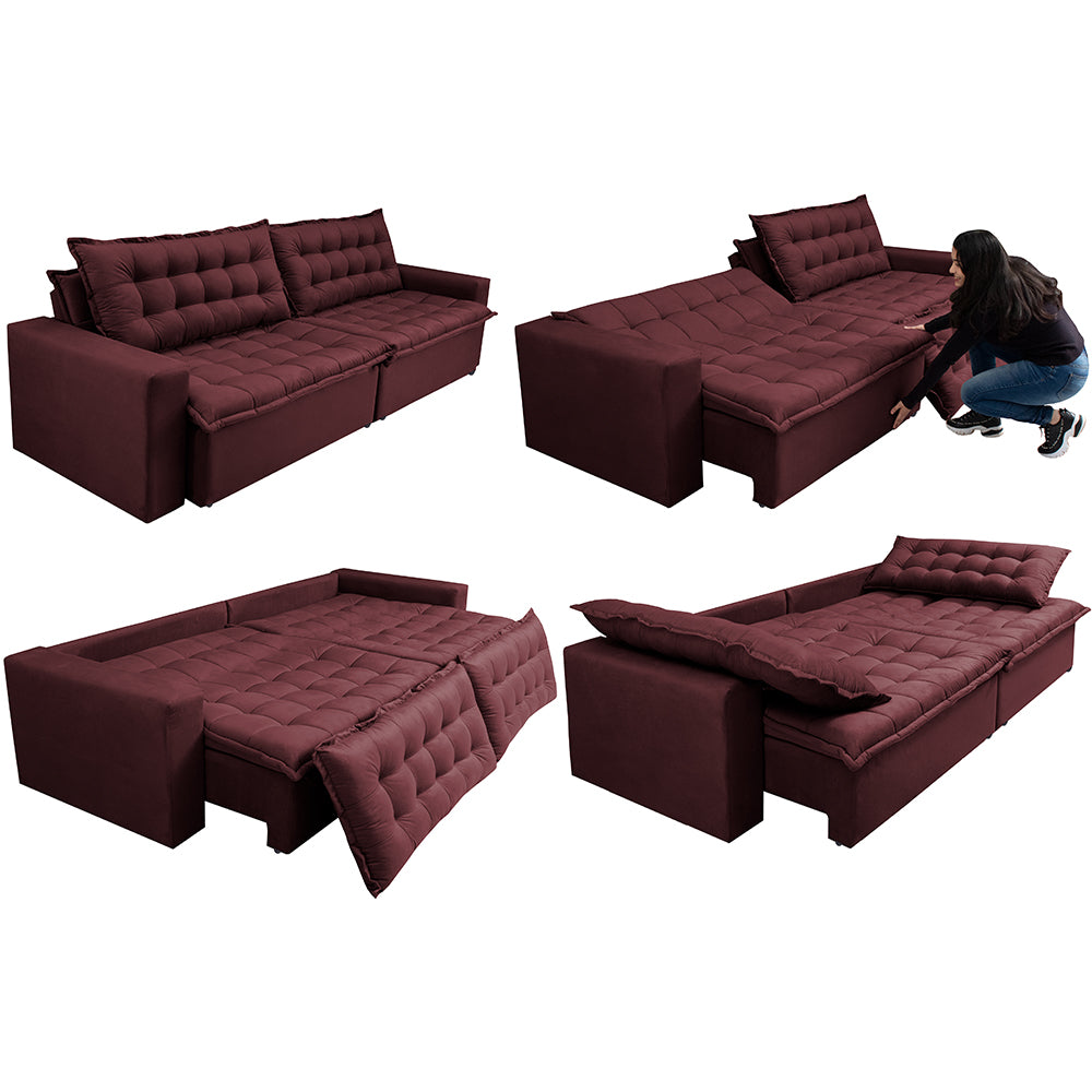 0 - Sofá Retrátil Reclinável e Cama 2,15m Cama inBox Flex Suede V