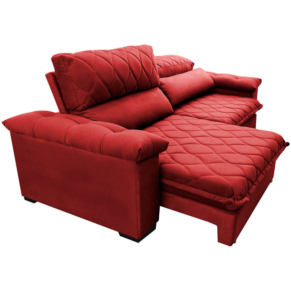 Sofá Retrátil e Reclinável Molas Ensacadas Cama inBox Big Home com Bordado 3D Velusoft