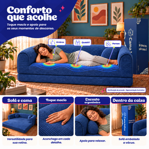 Sofá Cama Cotton Xpand Tech a Vácuo Velourê Cama inBox