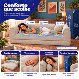 Sofá Cama Cotton Xpand Tech a Vácuo Velourê Cama inBox