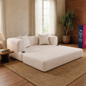 Sofá Cama Muna Xpand Tech Tecido Bouclê Cama inBox