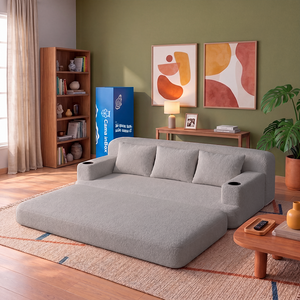 Sofá Cama Nami Xpand Tech a Vácuo Bouclê Cama inBox