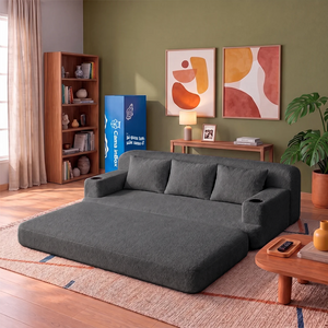 Sofá Cama Nami Xpand Tech a Vácuo Bouclê Cama inBox