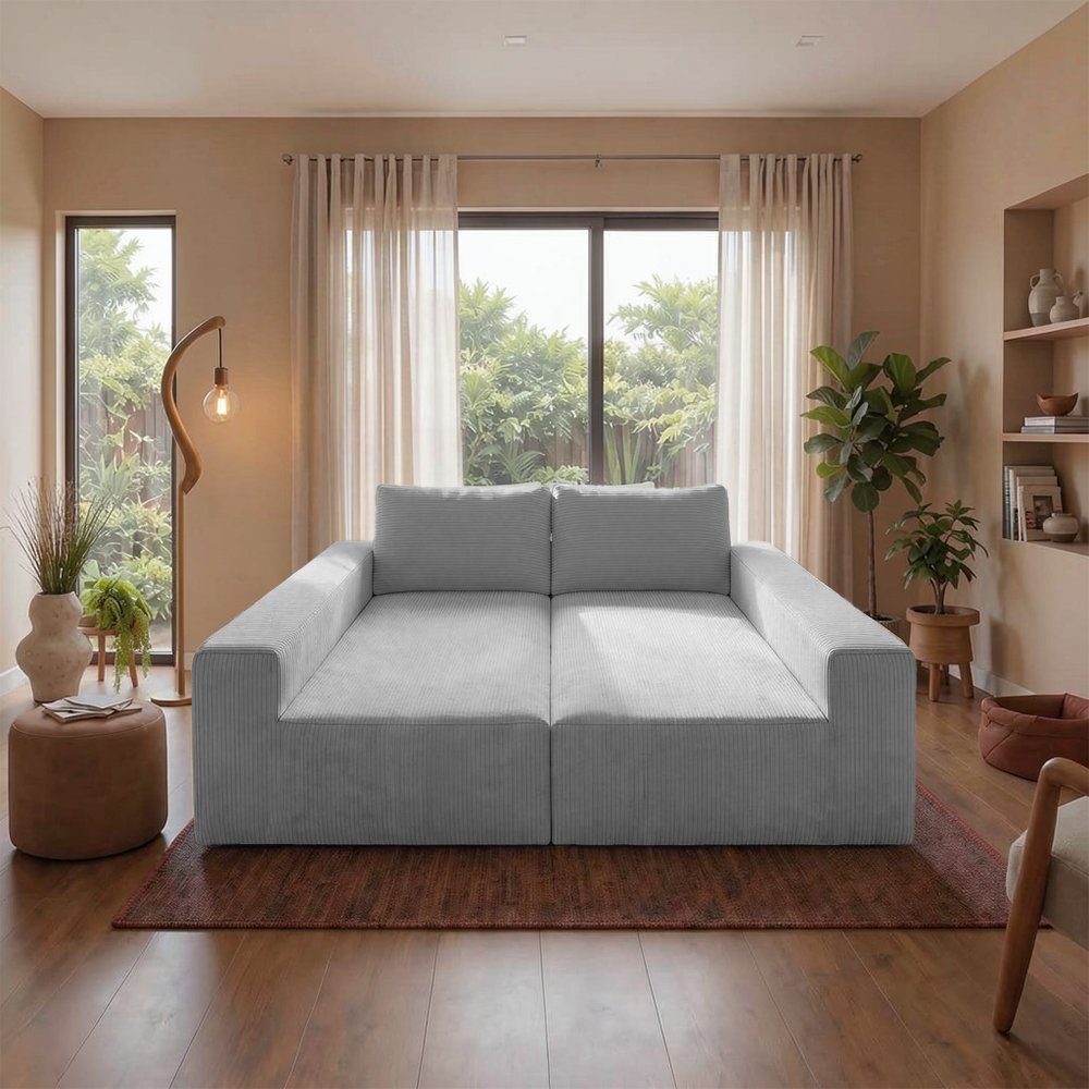 Sofá de Canto Modular Vibe Direito 2,70m x 1,70m Xpand Tech Tecido Velourê Cama inBox