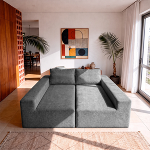 Sofá de Canto Vibe Direito 2,70 x 1,70 BoostTech Bouclê Cama inBox