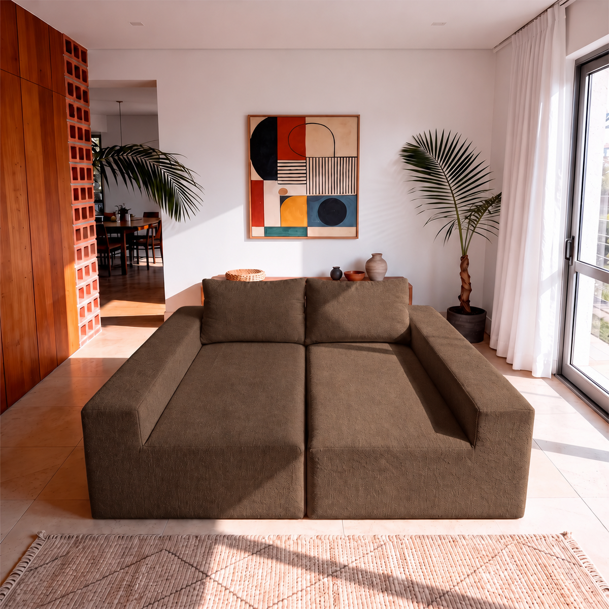 Sofá de Canto Vibe Esquerdo 2,70 x 1,70 BoostTech Bouclê Cama inBox