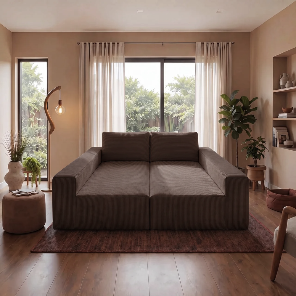 Sofá de Canto Modular Vibe Esquerdo 2,70m x 1,70m Xpand Tech Tecido Velourê Cama inBox