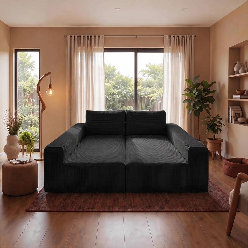 Sofá de Canto Modular Vibe Esquerdo 2,70m x 1,70m Xpand Tech Tecido Velourê Cama inBox