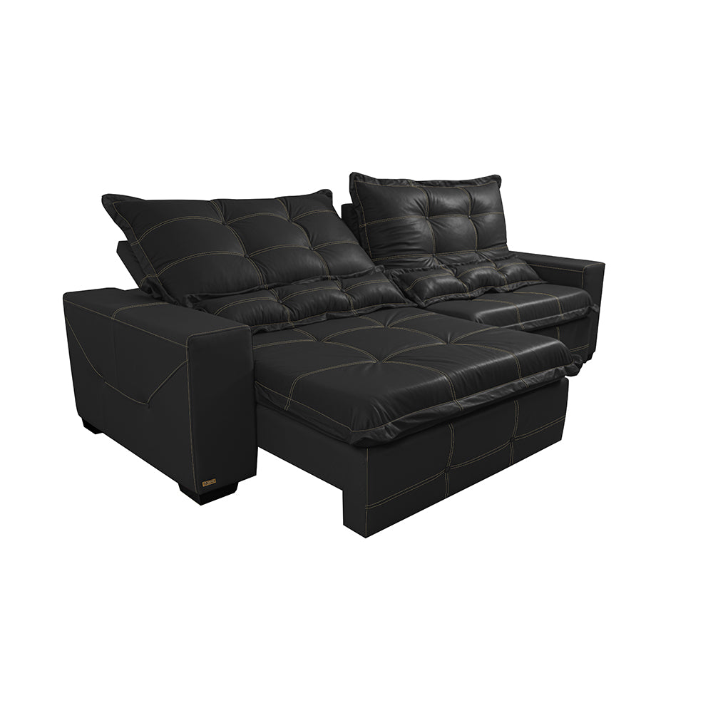 Sofá de Courino Retrátil e Reclinável Cama inBox Bourbon SoftGel D40